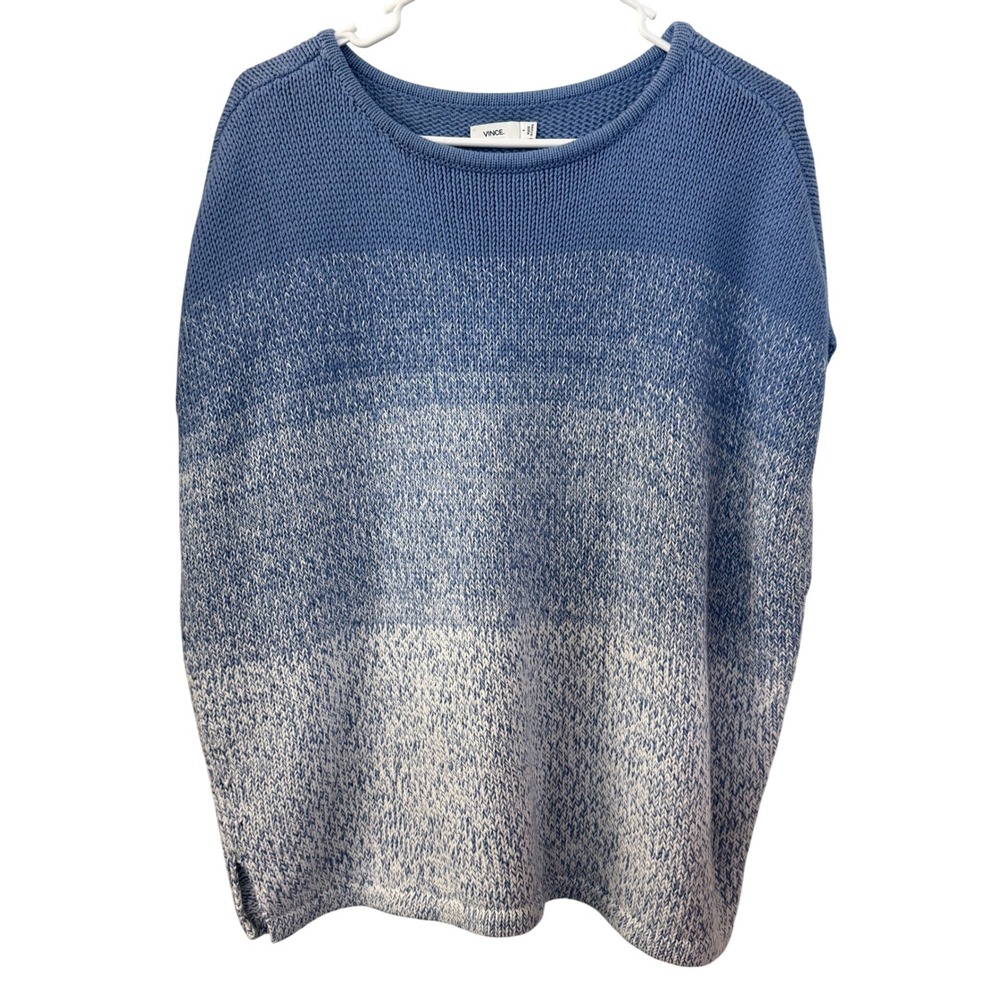 Vince Womens Blue Ombre Cotton Chunky‎ Knit Sleeveless Sweater Vest Small